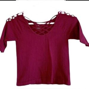 Suzette burgundy stretchy & strappy blouse